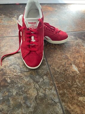 Reebok Red Suede Low-Top Sneakers with White Stripes